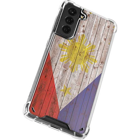 Philippines Flag Dark Wood Galaxy S21 Plus 5G Clear Case